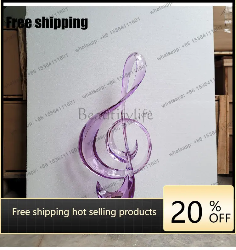 LJY Modern Minimalist Transparent Resin Guitar Note Sculpture Living Room TV Cabinet Artwork Ornament