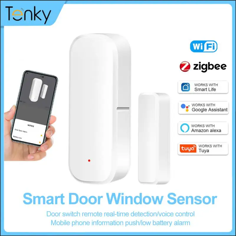 tenky tuya zigbee sensor de contato inteligente porta e janela casa inteligente detectores de porta sem fio abrir e fechar app seguranca de alarme remoto 01