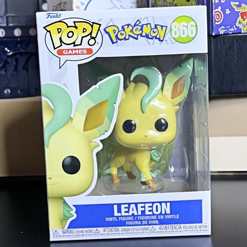 Funko Pop! Juegos Pokémon Leafeon # Figura de Vinilo Original 866, Modelo Coleccionable de Anime, Adorno de Escritorio, Juguete de Regalo para Fanáticos