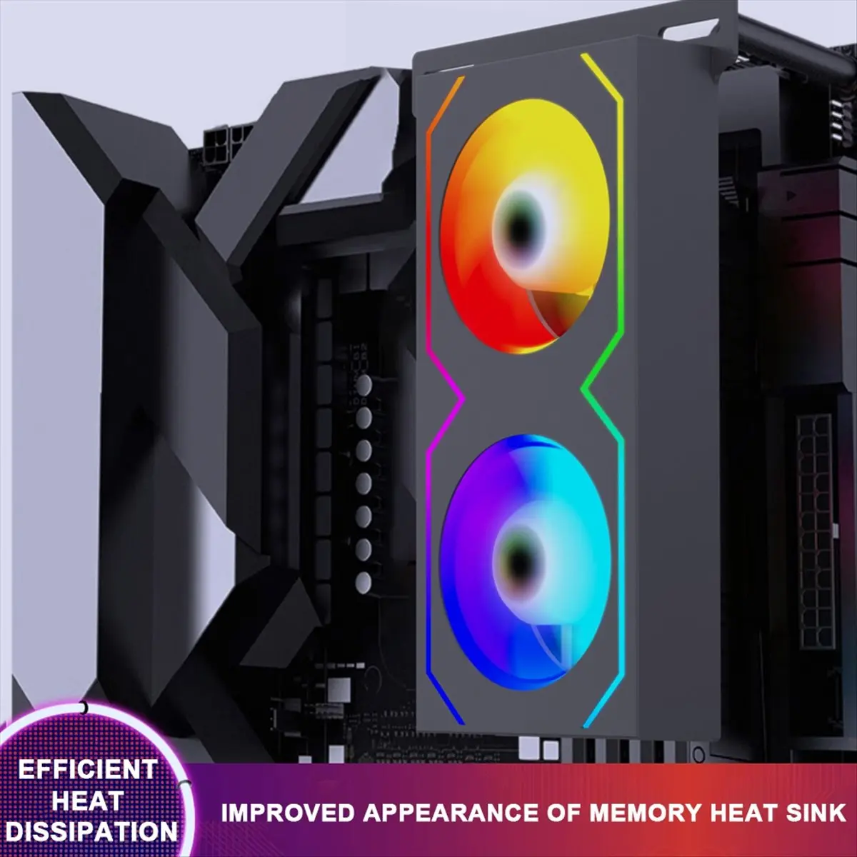 مشعاع تبريد ذاكرة الكمبيوتر 4Pin PWM/5V 3Pin ARGB مع 2 مروحة تبريد RAM المبرد لـ DDR4 DDR5 RAM Cooler White #4