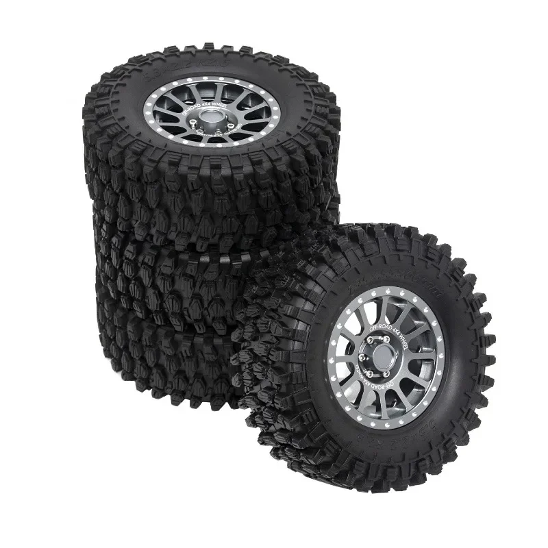 

4Pcs 2.6 Inch Metal Beadlock Wheel Rim 135mm Rubber Tire Tyre for 1/10 RC Crawler Car Axial SCX10 Wraith RR10 Capra, 1