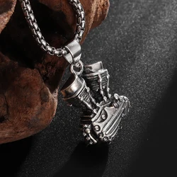 Retro Fashion Motorcycle Engine Pendant Necklace Men's Punk Riding Jewelry