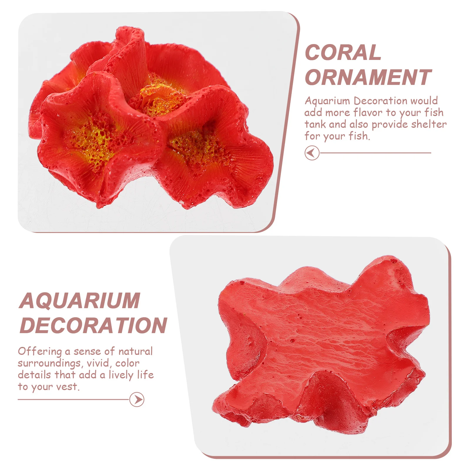 

2Pcs Aquarium Coral Ornament Resin Fish Shrimp Shelter Hideout Decorative Simulated Coral Fish Tank Decoration Safe Durable