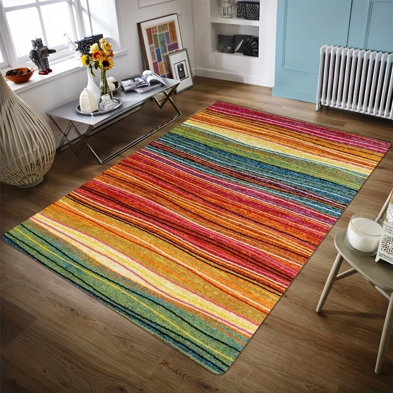1PC Rainbow lines Door Mats pattern Kitchen Rugs Non-Slip Pop design Bedroom Rugs Bath Mat Carpet for Home Sink Laundry Decor