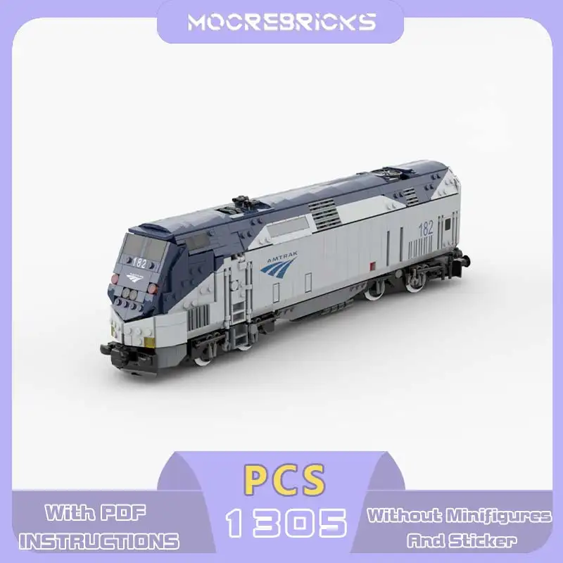 

MOC 1/38 P42DC Diesel Locomotive Building Blocks Motorised USA Modern Heavy Express Passenger Train Bricks Adult Gift
