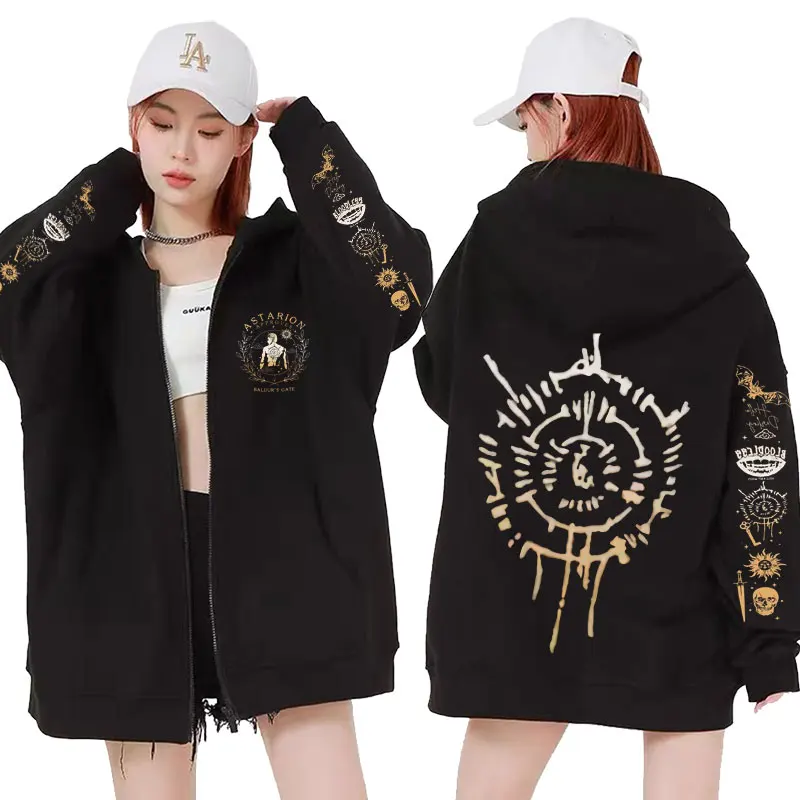 Limited Astarion Baldurs Gate 3 Girl Dinner Zip Up Hoodies Men Women Retro Y2k Zipper Sweatshirt Fashion Oversized Jacket Hoodie