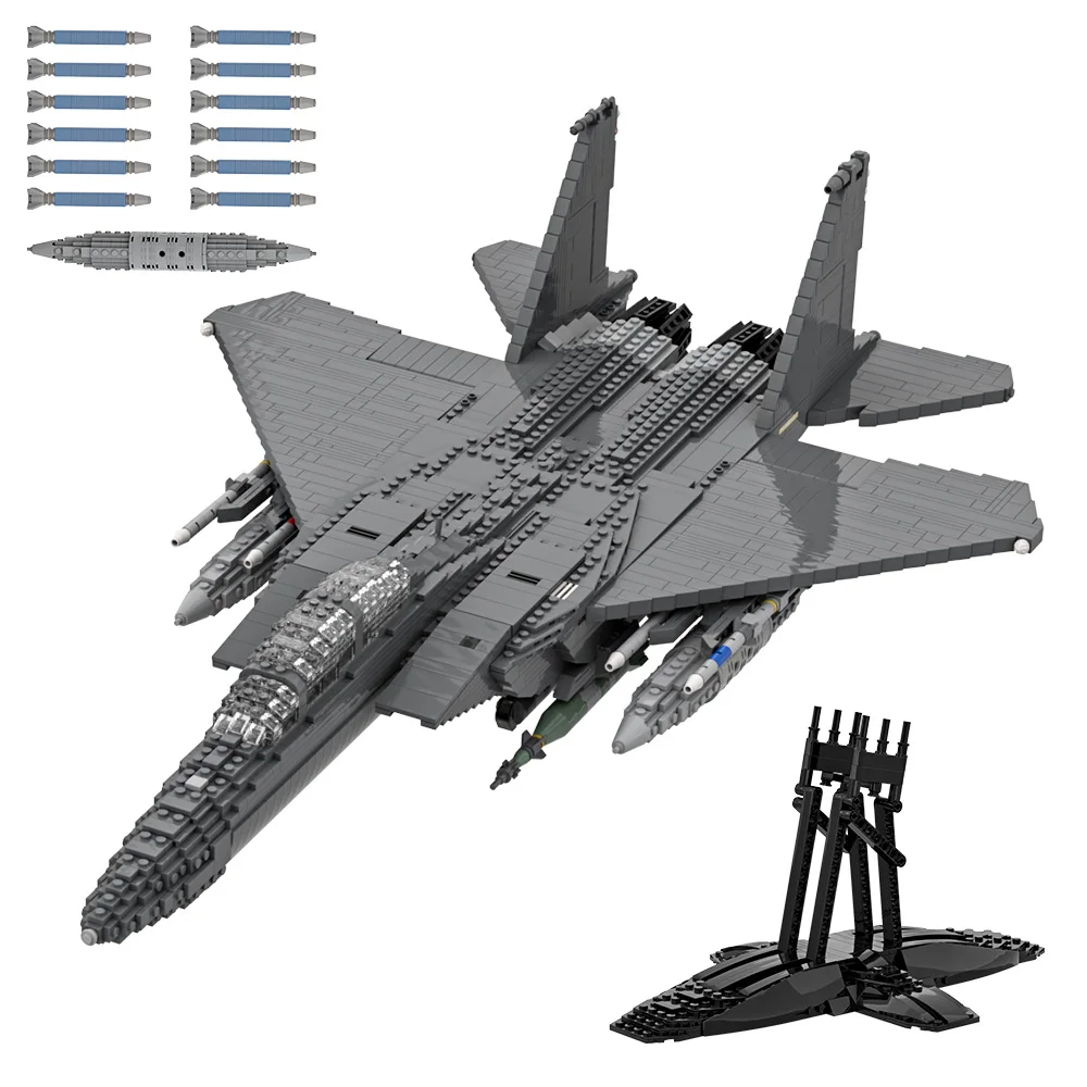

MOC F-15E Eagle Fighter Building Blocks Model Mcdonnell Douglas F-15E Eagle Fighter Bricks Assembly Toys Kids Birthday Gifts