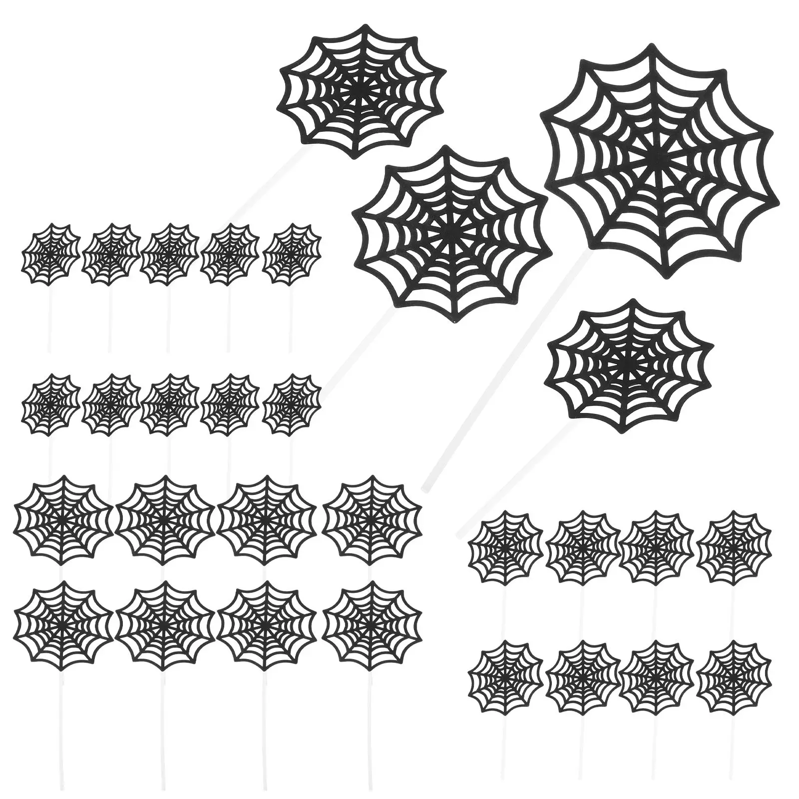 

12 Pcs Happy Birthday Wedding Decor Paper Cake Topper Hat Spider Web Cupcake Baby Cakes