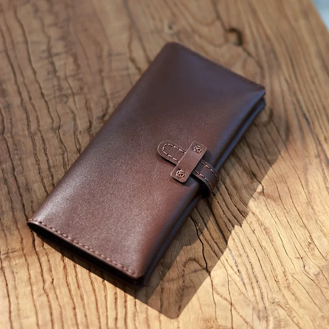 Fashion Handmade Cowhide Long Wallet Send Father and Boyfriend Birthday Present Card Holder Coin Purse Large Capacity Customized