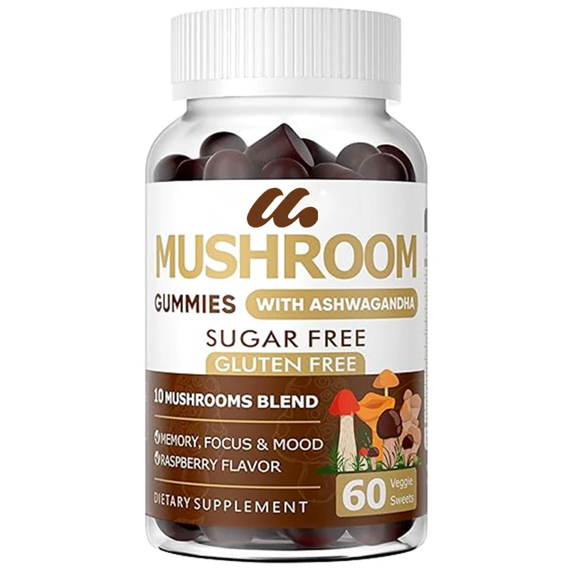 Mushroom gummies -10 times mushroom supplements containing South African drunken eggplant and lion mane