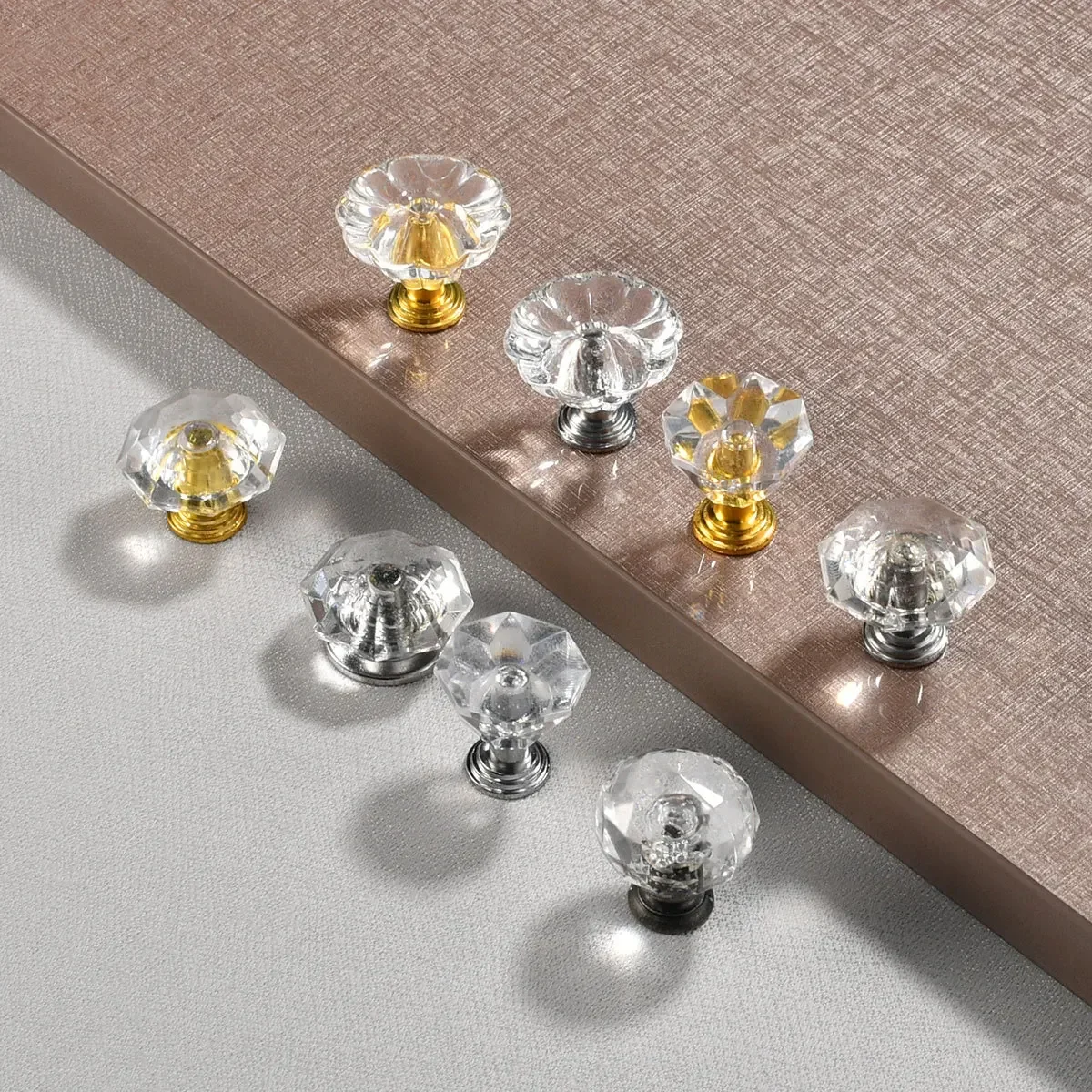 Transparent crystal acrylic cabinet single hole round furniture drawer modern handle simple