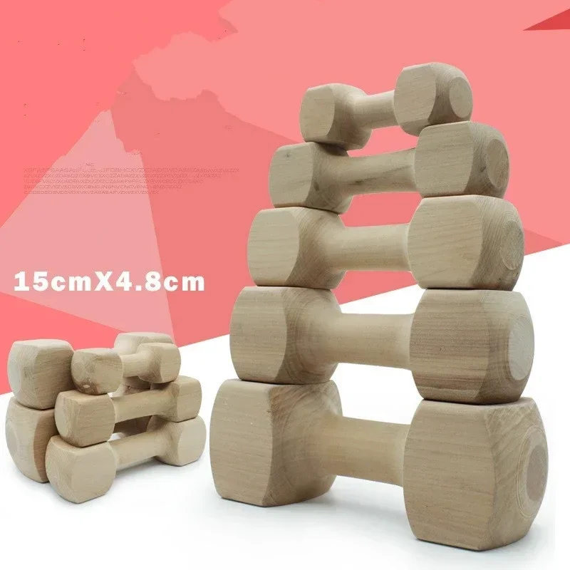 Safe and Durable Chew Dumbbell Dog Toy Durable Solid Wood Dog Chew Bone Toy