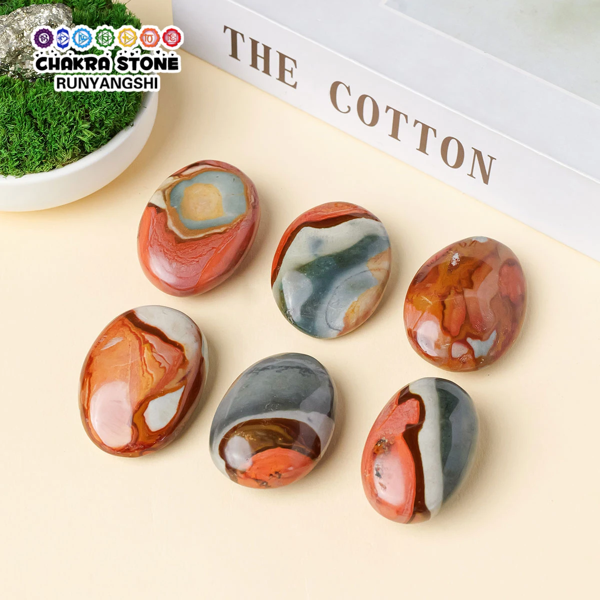 1PC Natural Crystal Marine Stone Palm Stone Thumb Toy Hot Compress Crafts Healing Health Family Energy Gemstone Gifts