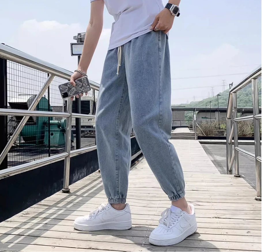 Workwear jeans, loose and high-end casual long pants for men