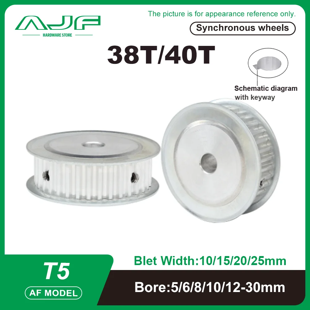 

T5 Timing Pulley 38Teeth 40Teeth Bore 5-30mm Belt Width 10/15/20/25mm AF Type T5 38T 40T Synchronizing wheel Teeth Pitch: 5mm