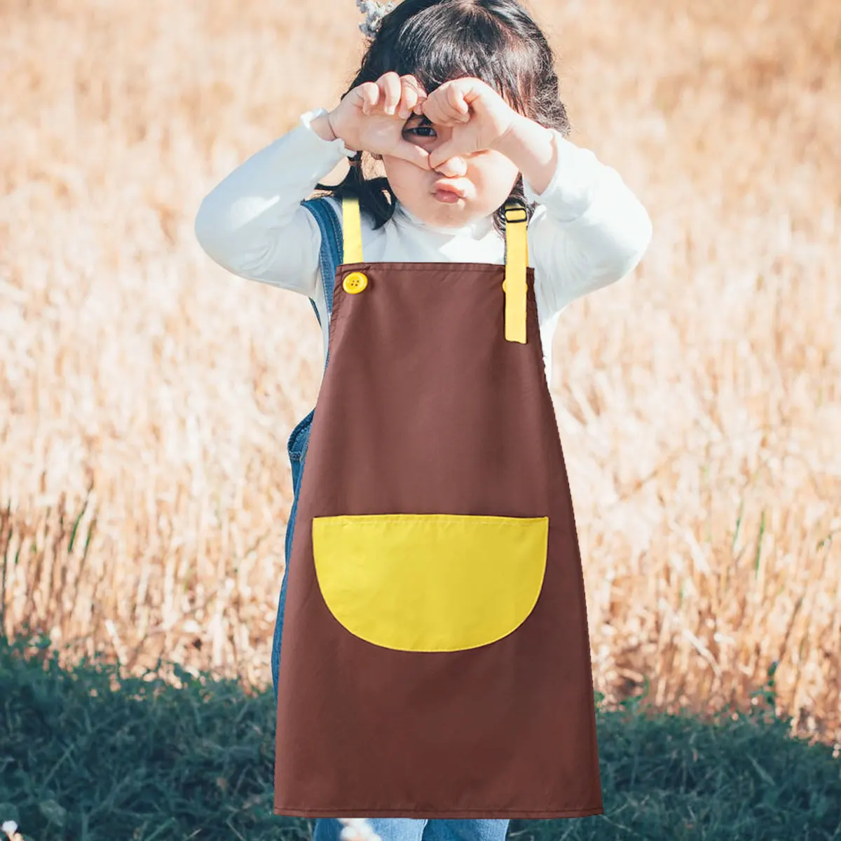 

1Pc Children's Art Painting Apron Waterproof for Kids L 8-12 Years Black Painting Aprons Pocket Kids Apron