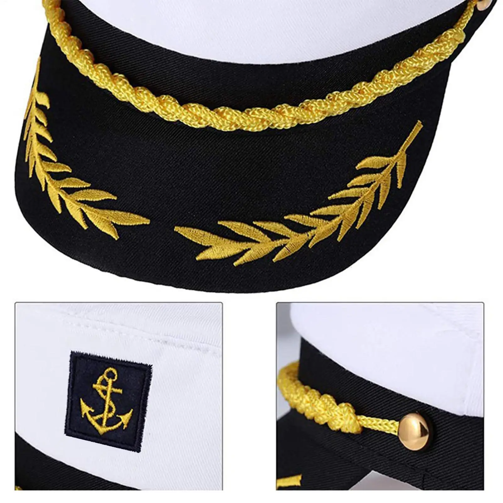 Erwachsener Yacht-Seemann-Kapitänshut, verstellbarer Partyhut für Herren und Damen, Make-up-Ball-Dressing, Marine, ausgezeichnetes, stilvolles Zubehör – Detail 1
