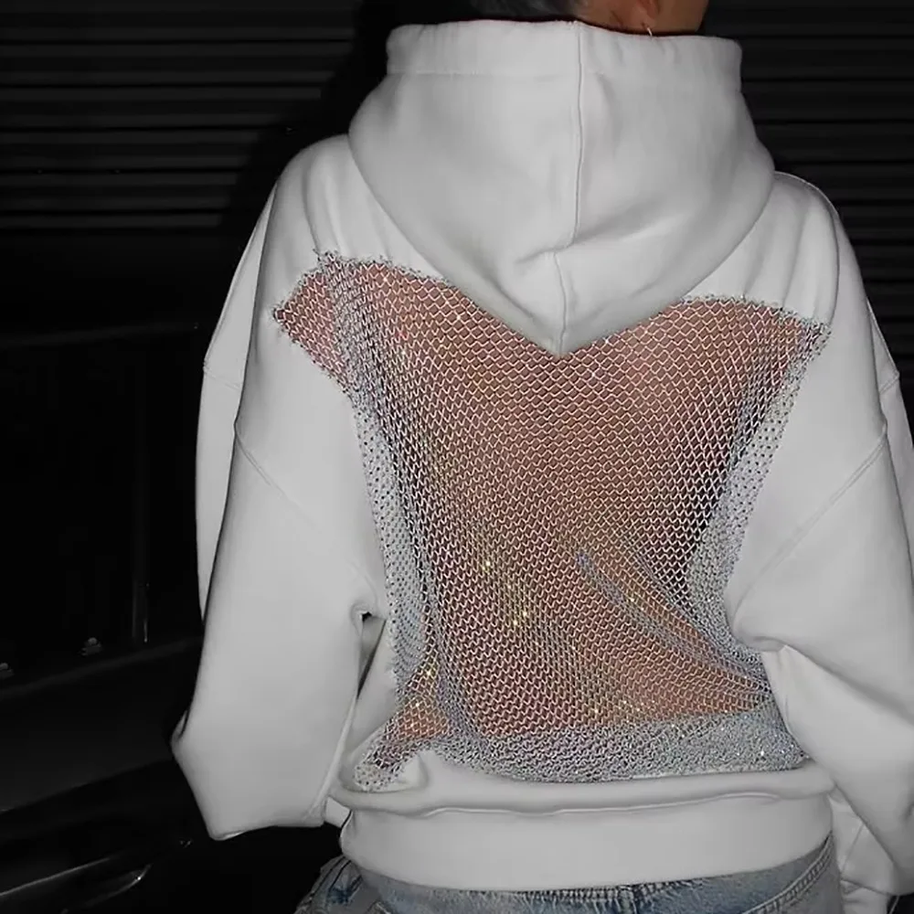 Сексуальная толстовка из полиэстера с полой сеткой