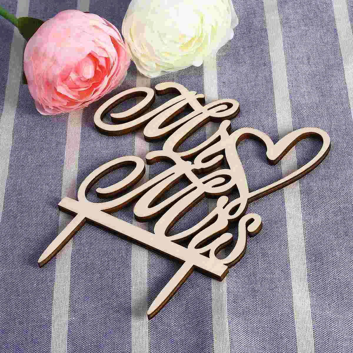 Cake Topper Handgemaakte Houten Bruiloft Decoraties Vintage Handleiding Retro Stijl Toppers Houten Mooie Design Bruid