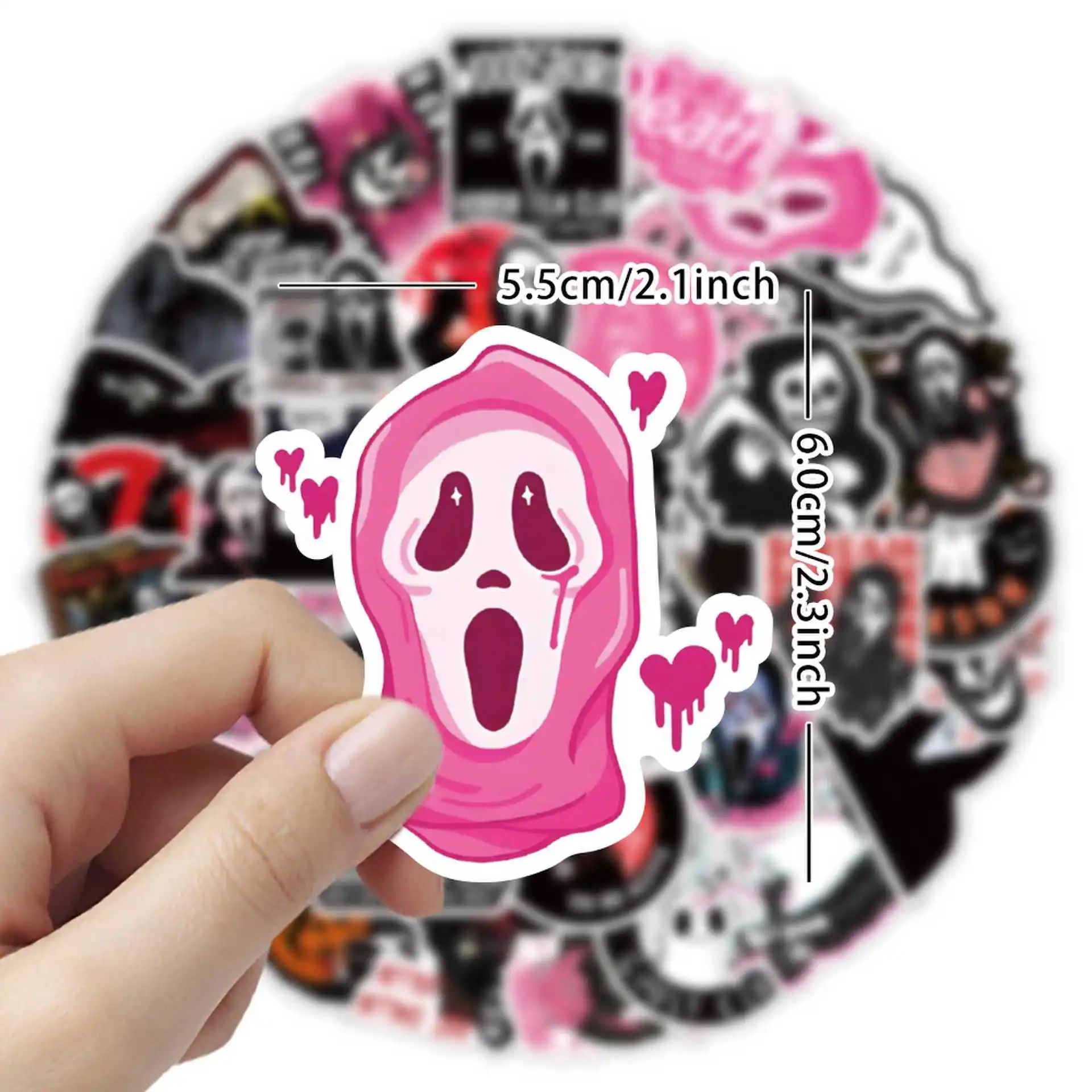 50 ورقة/حزمة ملصقات لطيفة على شكل جمجمة - شارات جرافيتي على شكل جمجمة قوطية لأجهزة الكمبيوتر المحمولة والأمتعة وحافظات الهواتف #6