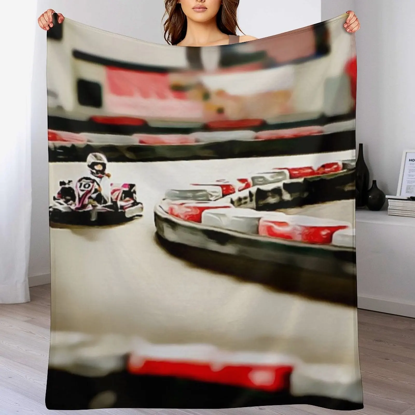 Go-kart ride in the indoor karting track DressMeUnique Throw Blanket Thermal Travel Blankets