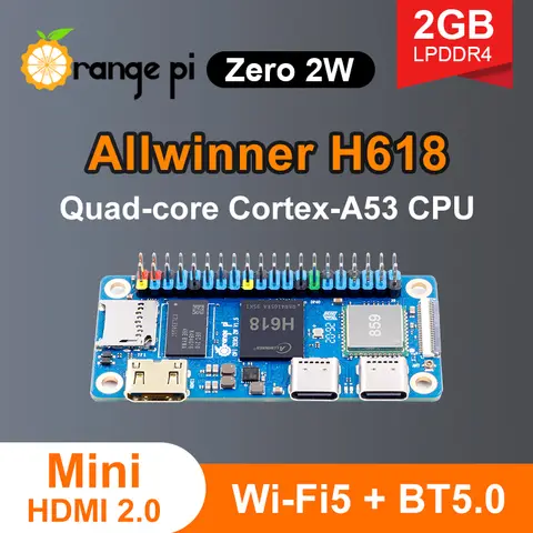 Orange Pi Zero 2 W 2GB RAM SBC Single Board Computer DDR4 Allwinner H618 Mini PC