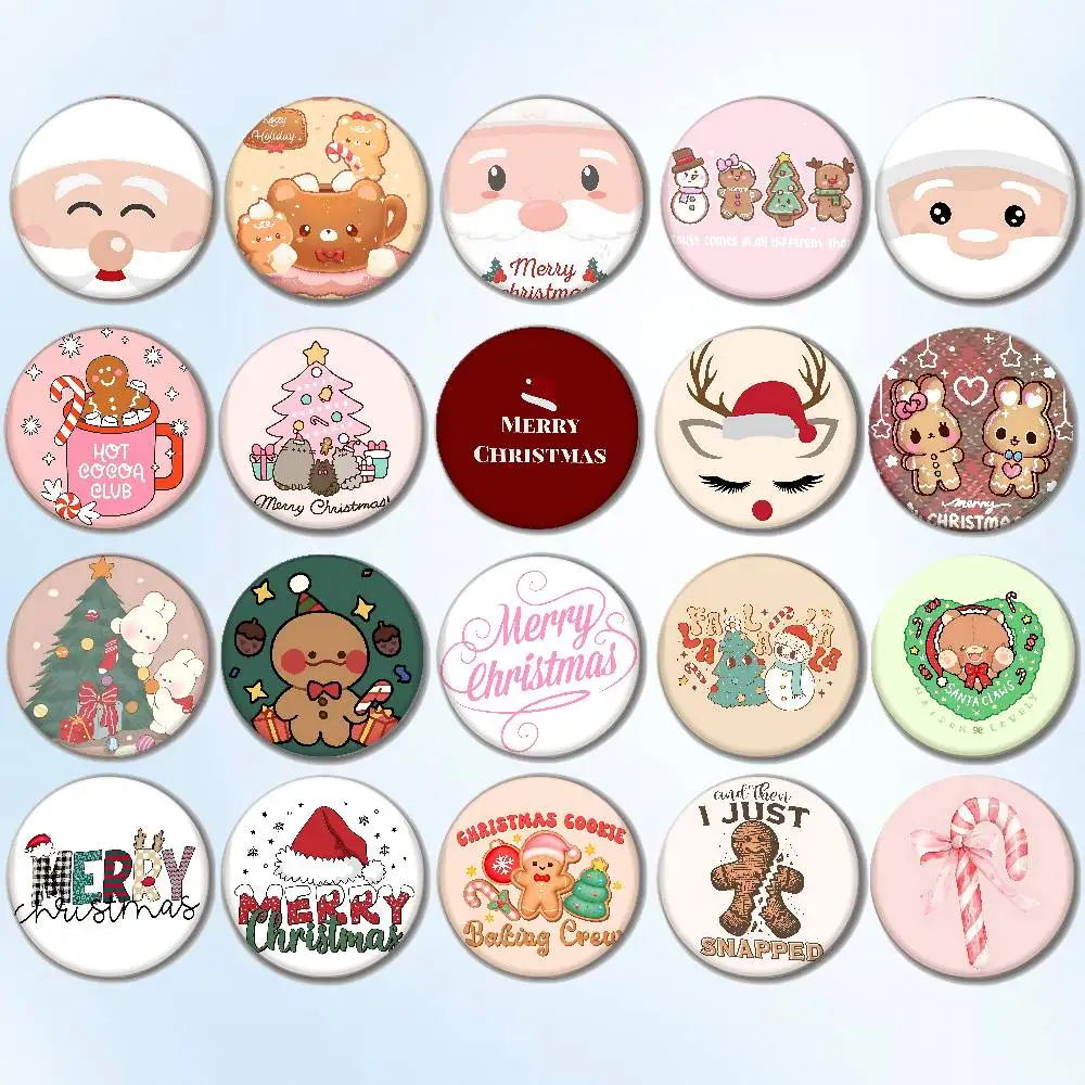

Merry Christmas Badges Soft Button Pins Badge Acrylic Round Brooch On Backpack Decor Accessories