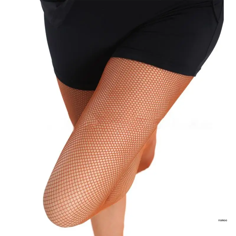 High Waisted Professional Fishnet Pantyhose for Latin Dance Cotton Crotch Footed Mesh Tights Stockings for Women Ladies