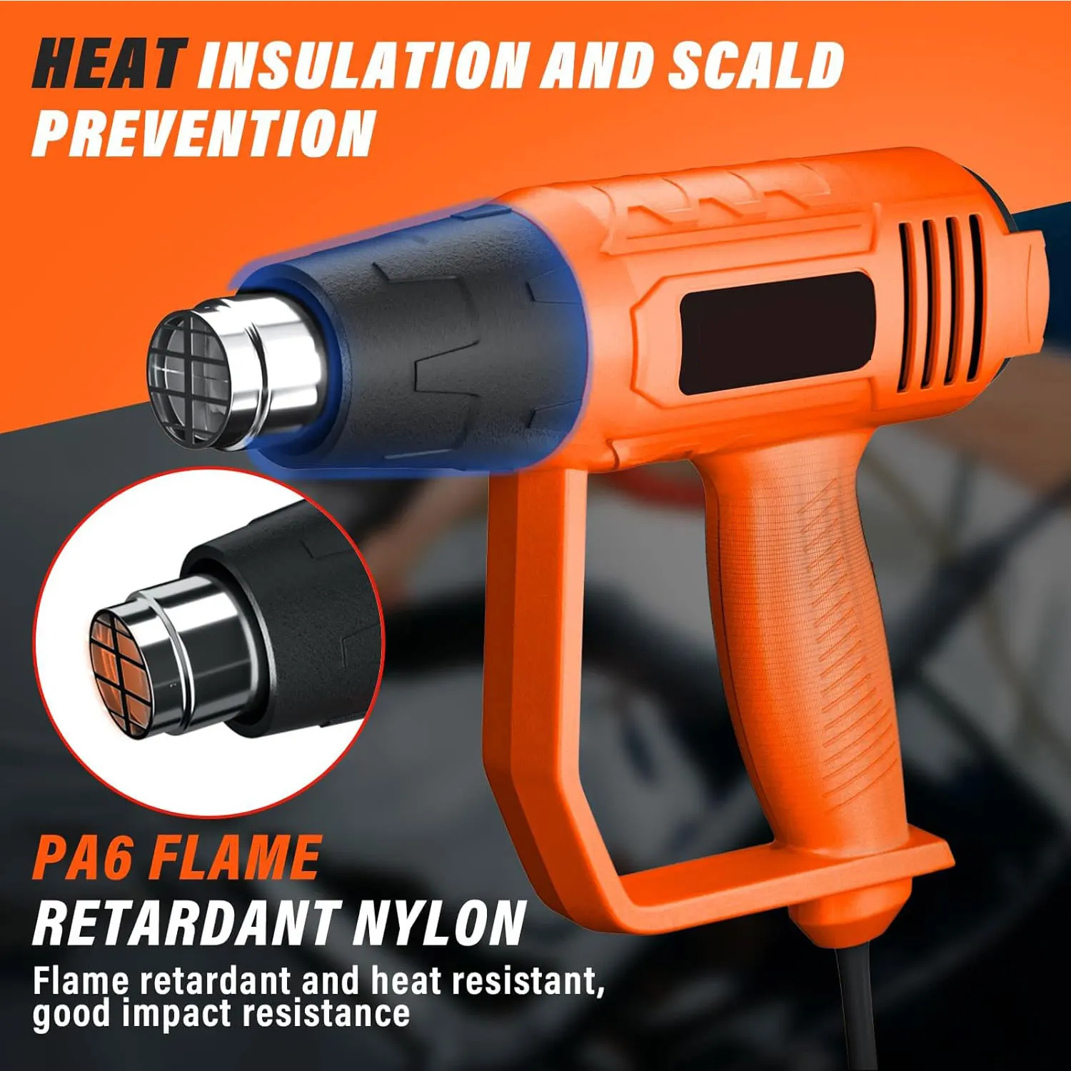 Heat Gun 2000W 140℉~1112℉ (60℃- 600℃) Fast Heating Heavy Duty Hot Air Gun Kit Variable Temperature Control Overload Protection