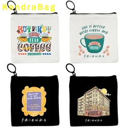 Central Perk Coffee Friends TV Show Frame Door Monica Key Coin Purse Canvas Bag Pouch Storage Cotton Bag Wallet Zipper Cute Gift