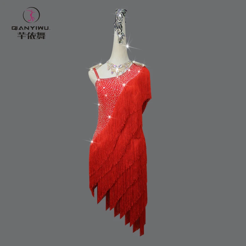 2024 New Red Latin Dance Dress Sexy Women Party Fringe Skirt Cabaret Ball Practice Wear Female Clothing Prom Costume Samba Stage