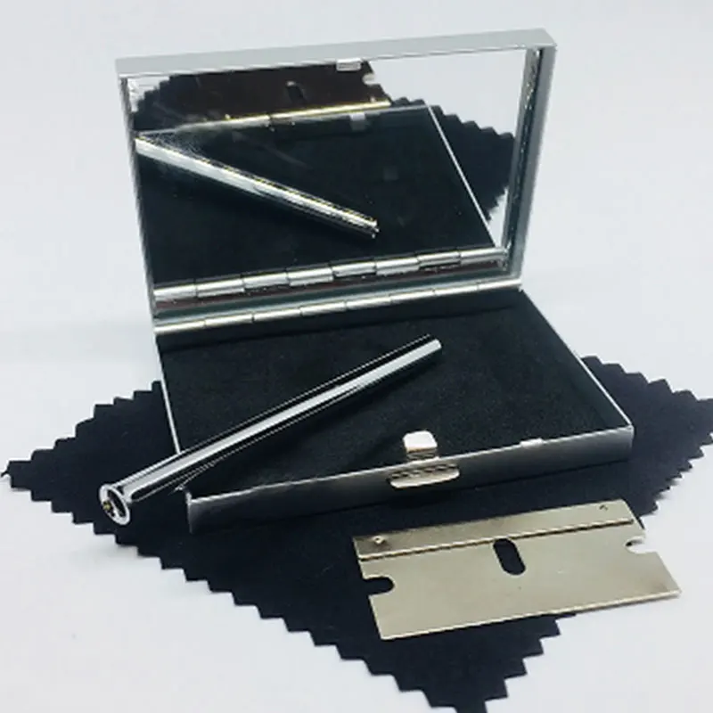 Portable 3-Piece Luxury Set Include Cutting Blade Glass Container Shiny Brick +Blade+ pipa /smoking Set