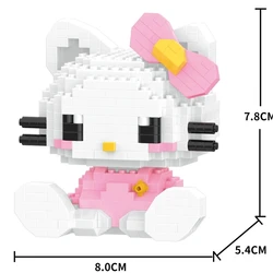 Sanrio Anime Hello Kitty My Melody Cinnamoroll Pompompurin Kuromi Friends Building Blocks Bricks Girl Children Kid Toy Gift Set