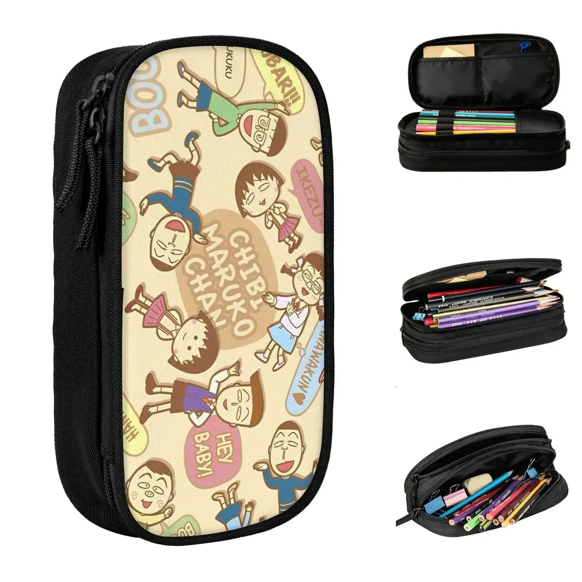 

Japanese Cartoon Chibi Maruko-Chans Pencil Case Pencilcases Pen Holder for Student Large Storage Bags Students School Cosmetic