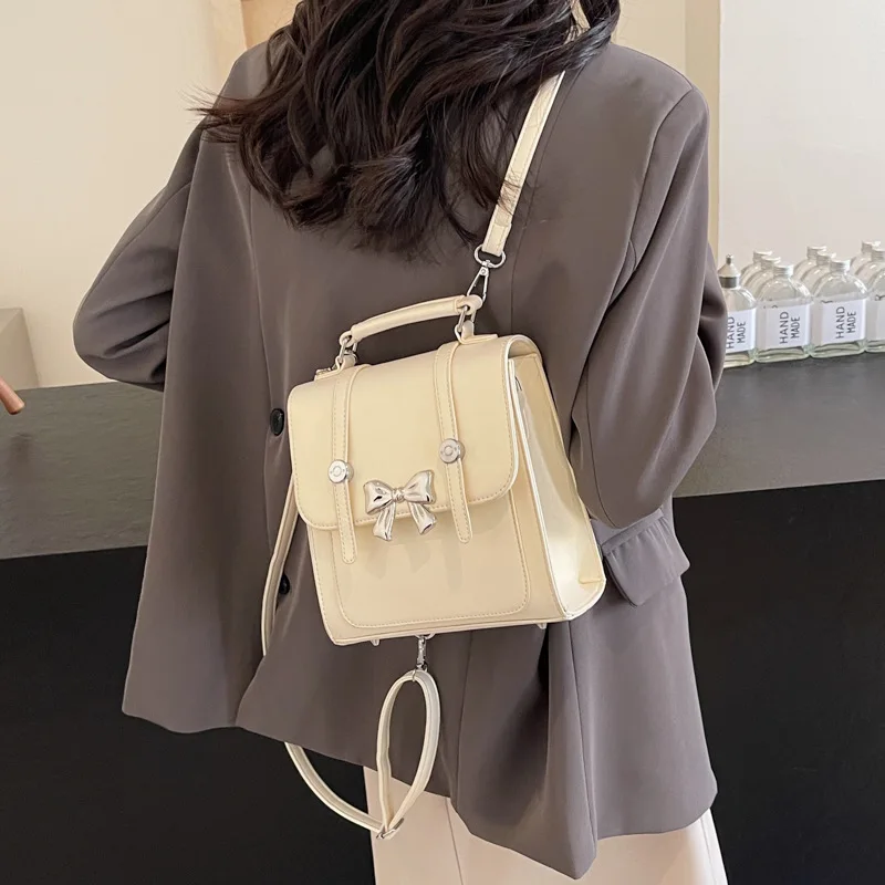 Textured Handbag Women's Spring 2025 New Simple Fashion Shoulder Bag Student Class Commuter Backpack