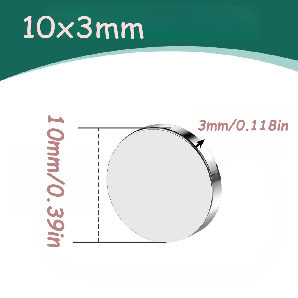 10 x 3 mm runder Magnet, geeignet für Weihnachts-DIY, Zuhause, Vorhangbefestigung, Büro-Whiteboard, magnetisches Graffiti, Werkzeugwandaufbewahrung – Detail 2