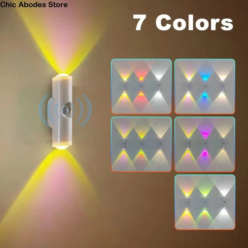 Luz nocturna con Sensor inalámbrico, lámpara LED de pared recargable con cambio de 3/7 colores, pegatina magnética, luz LED regulable para armario