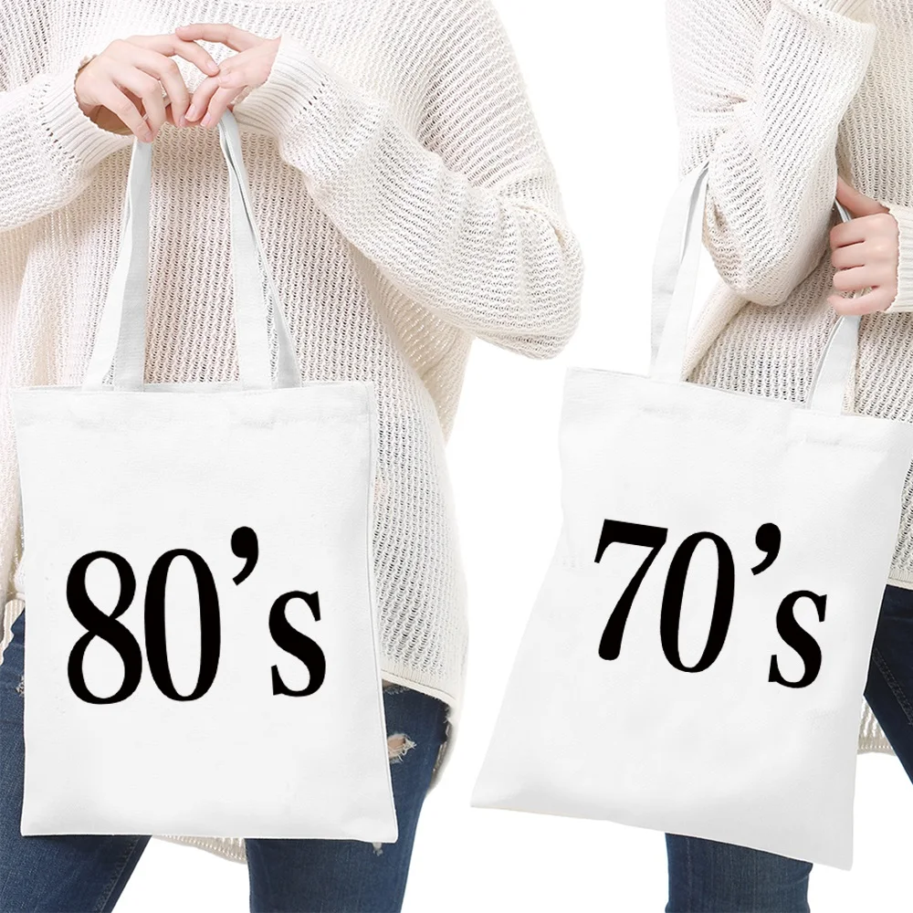 Women's Shopping Bags Canvas Shoulder Bag Ladies Fashion Handbags Storage Bag Years Pattern Casual Tote Travel Bags Fashion