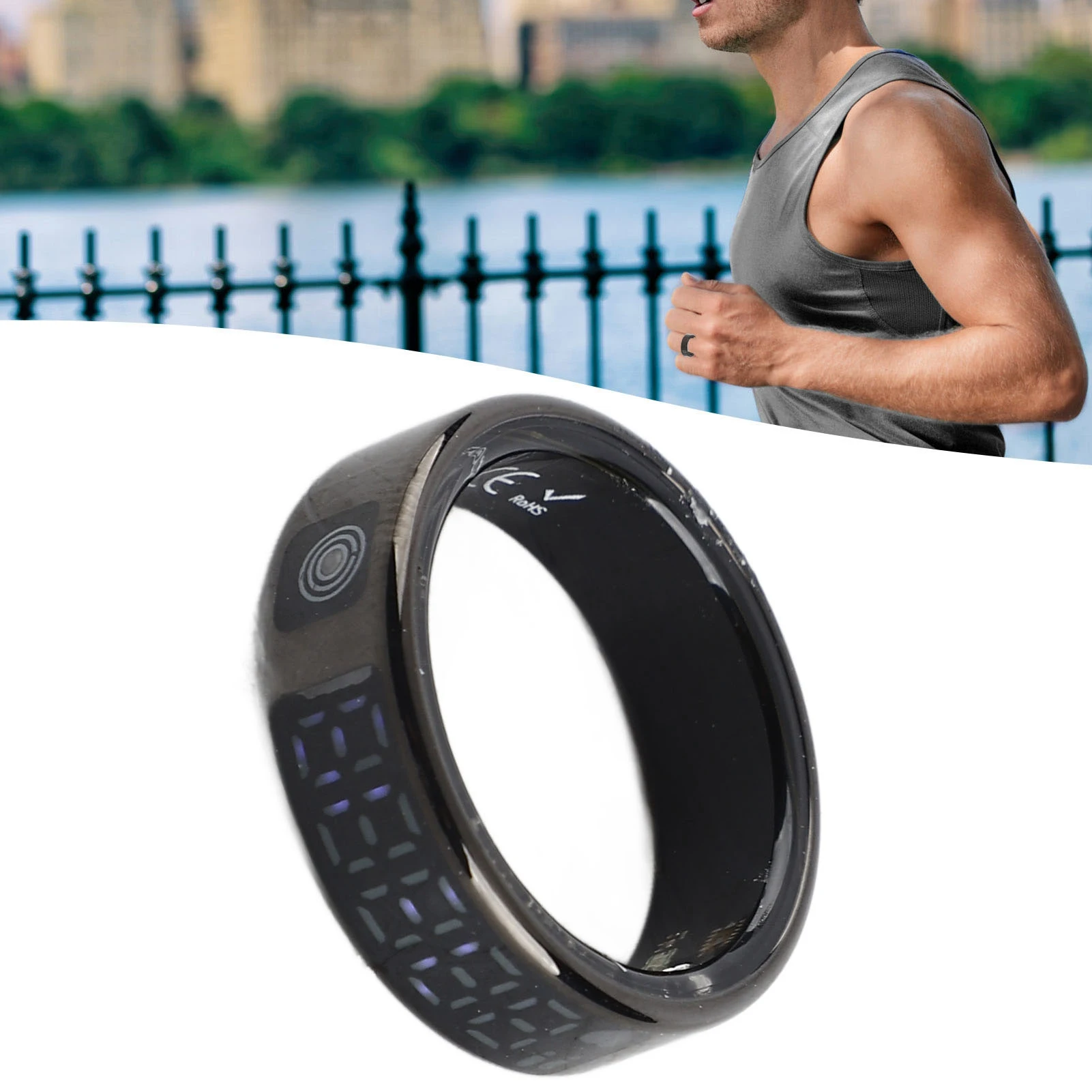 

Smart Ring with Touch Screen IP68 Stainless Steel Multiple Sports Modes Fitness Tracker Ring