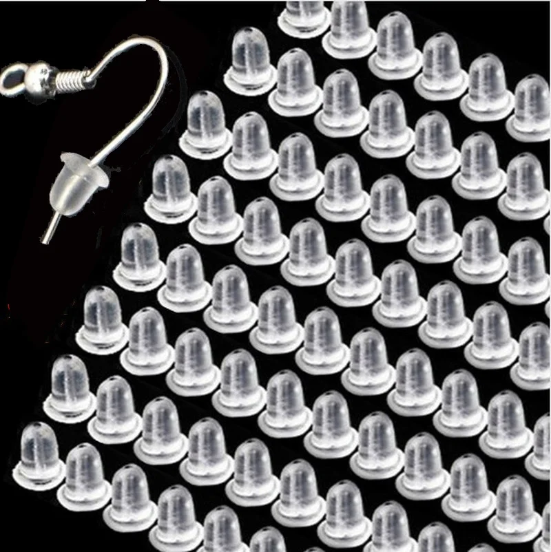 500-2000pcs Soft Silicone Rubber Earring Back Stoppers for Stud Earrings DIY Earring Findings Accessories Bullet Tube Ear Plugs