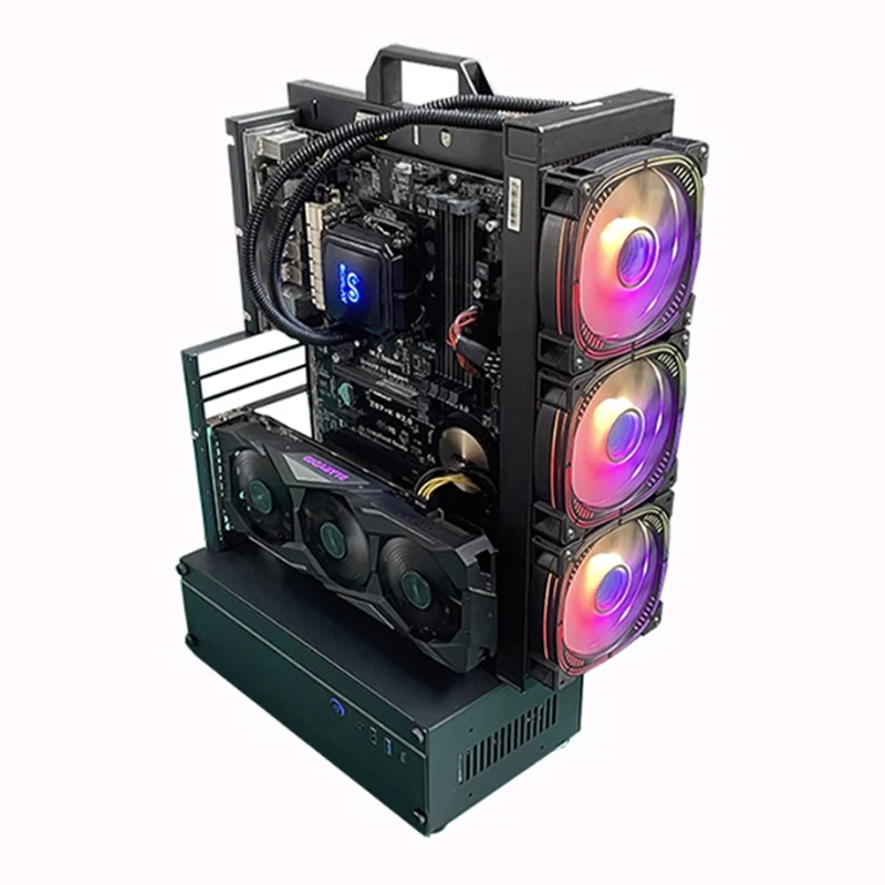 Casing komputer tipe terbuka bingkai vertikal rak Casis ATX MOD DIY Desktop Gaming PC kabinet menara Gaming mendukung ATX/ MATX