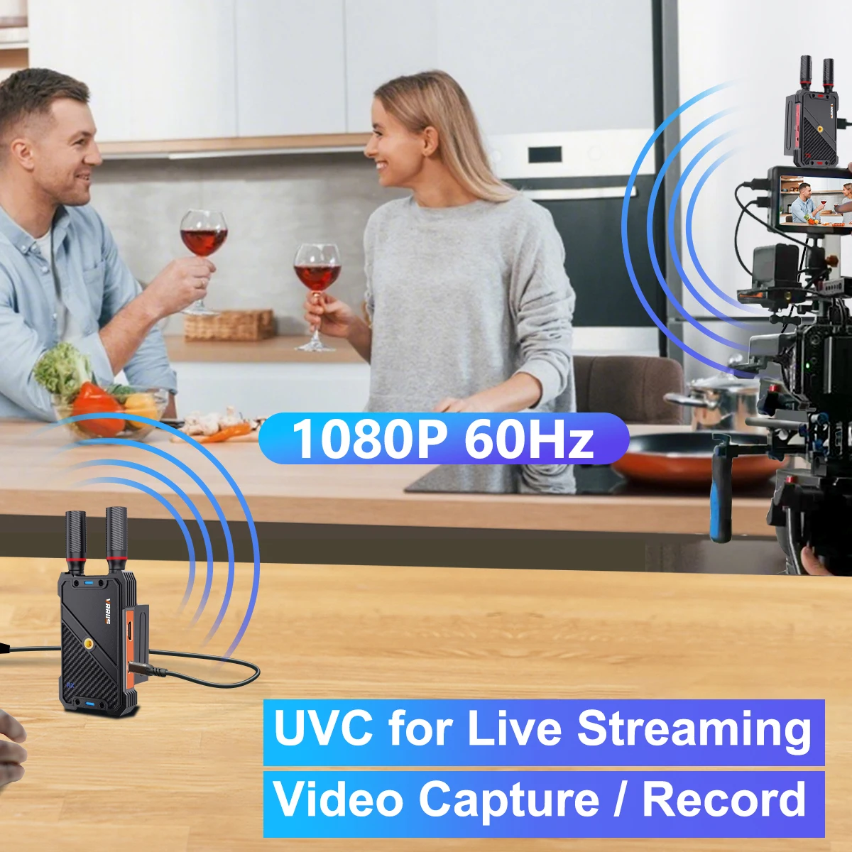 UVC Wireless HDMI Extender 400M Transmitter and Receiver Support NPF970 Battery Camera Live Streaming Audio Video Capture Record