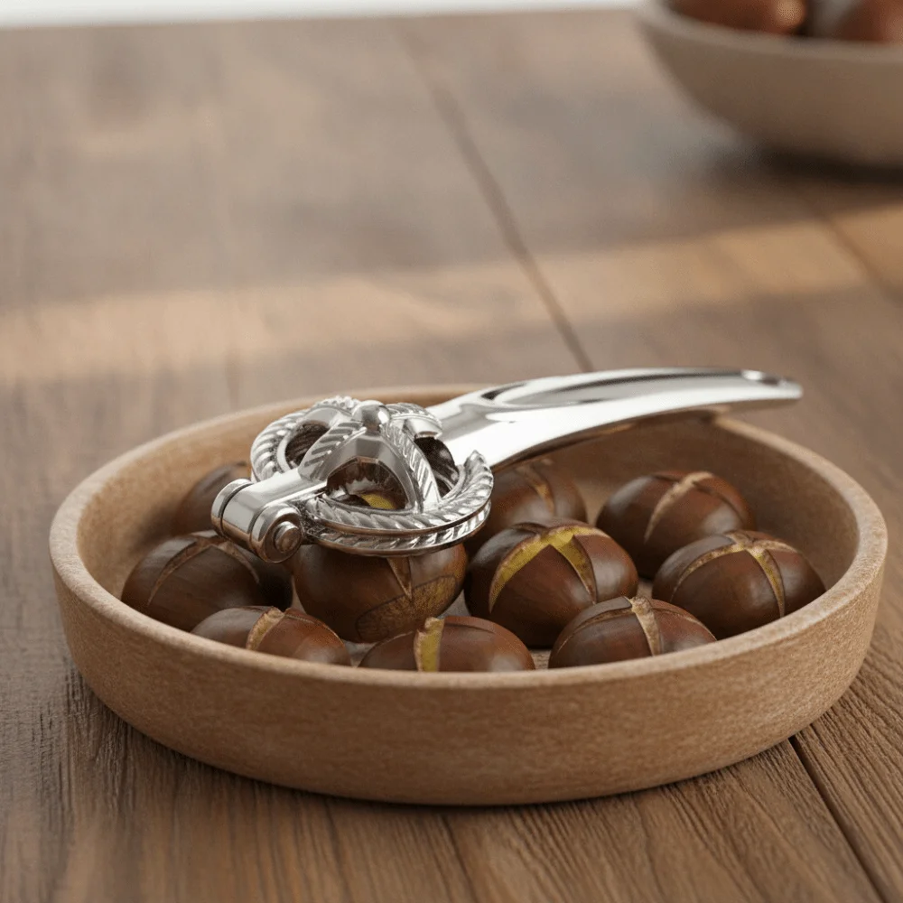 Rope-Patterned Edges Chestnut Peeler Cross-cut Teeth Effort-saving Chestnut Opener Zinc Alloy Non-slip Chestnut Shelling Tool
