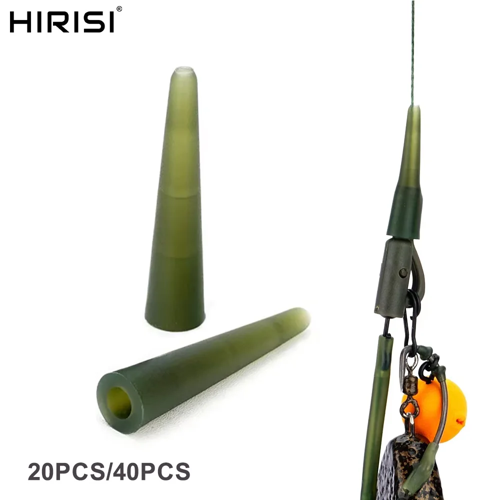 Hirisi 20,40pcs Carp Fishing Terminal Tackle Tail Rubber Sleeves Cone Fishing Lead Clips AE060-1 Carp Fising Accessories