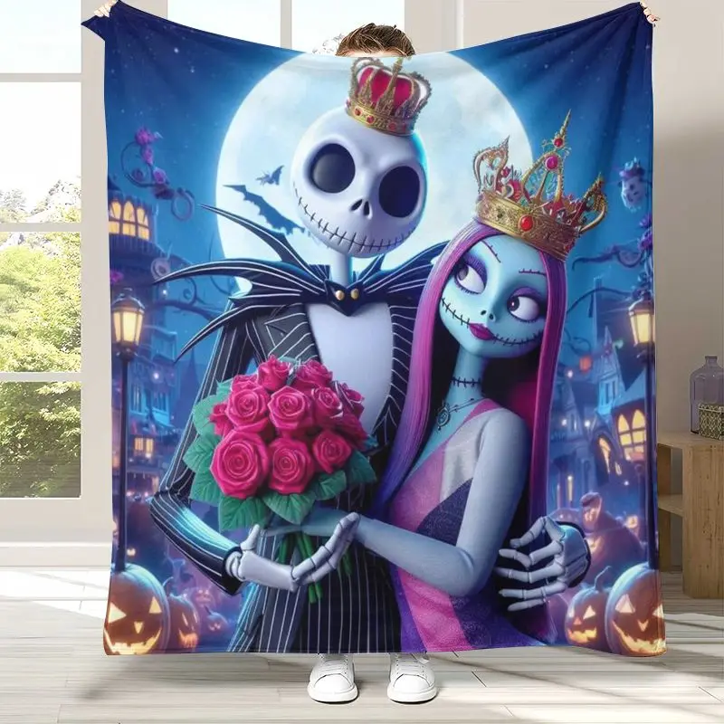 Cartoon N-Nightmare Before Christmas Jack Halloween Soft Flannel Throw Blanket,Cozy Blanket for Bed,Sofa,Living Room,Home Decor