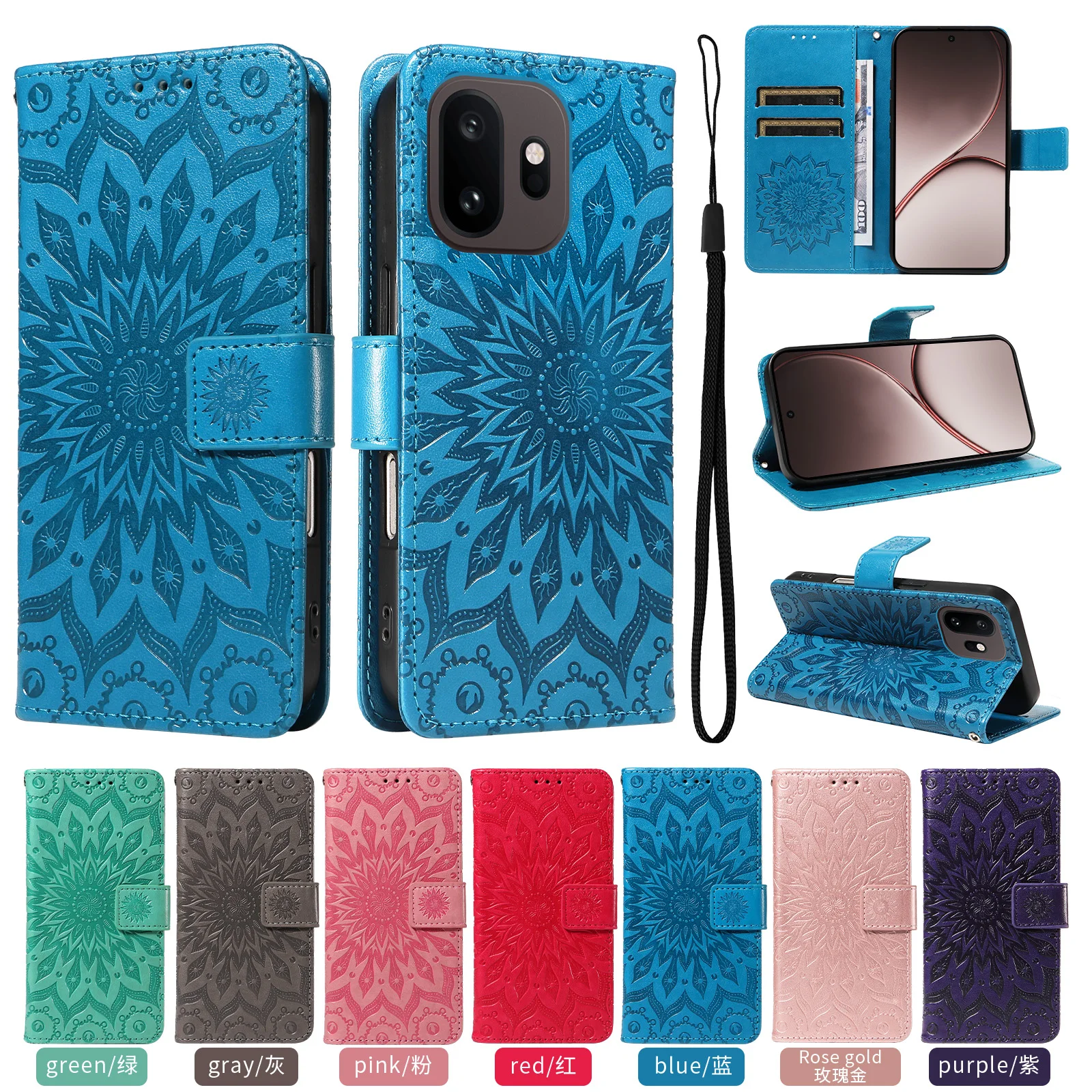 Leather Wallet Flip Case for Oneplus 13T 13R 15T 15R Nord CE 5 6 Turbo 6 Ace 5 6 Pro Ultra | Mandala Embossed Design Cover