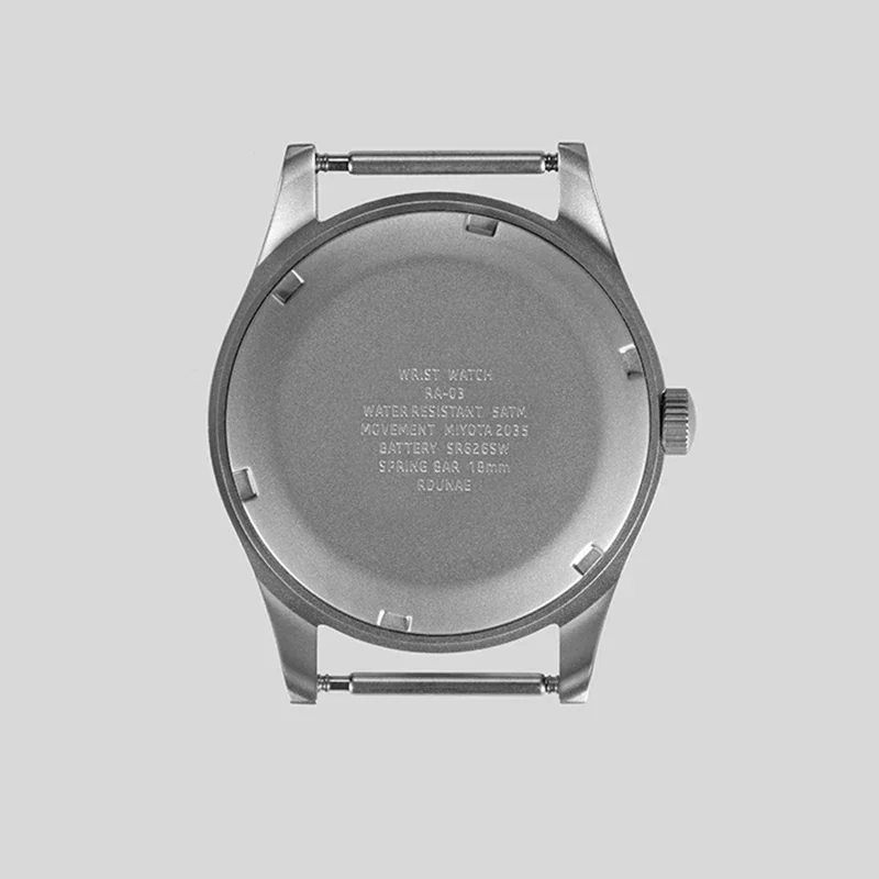 RDUNAE-Relógio Militar de Quartzo Masculino, Retro, G10, Militar, Miyota, Relógios Movemen, Vidro Mineral, Relógio de Pulso em Aço Inoxidável, 34,5mm, 2035