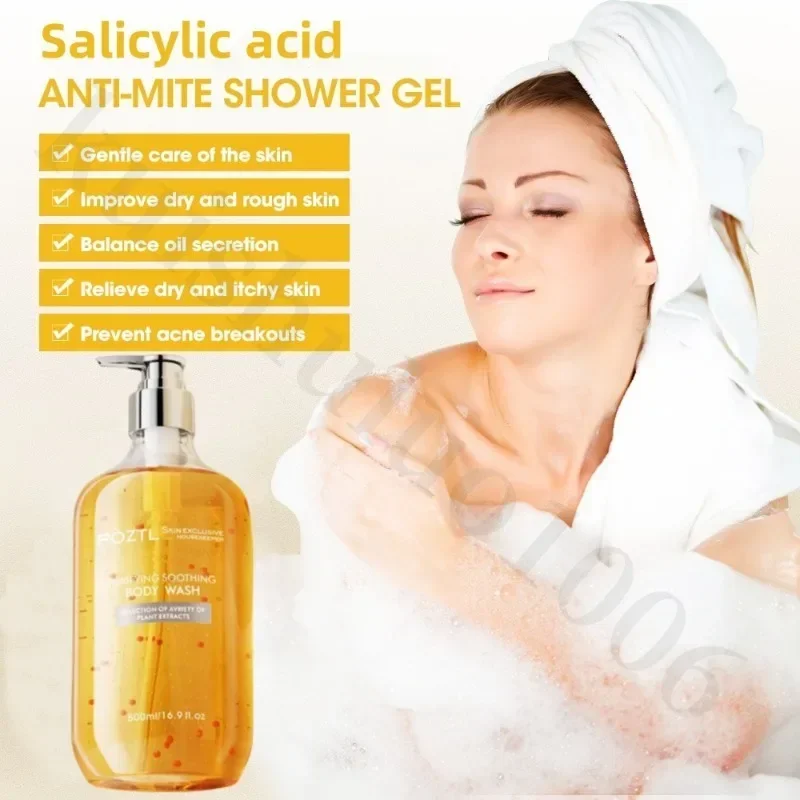 Salicylic Acid Whitening Body Wash Back Acne Foam Rich Deep Cleaning, Suitable for Chicken Skin Nourishing Skin Shower Gel