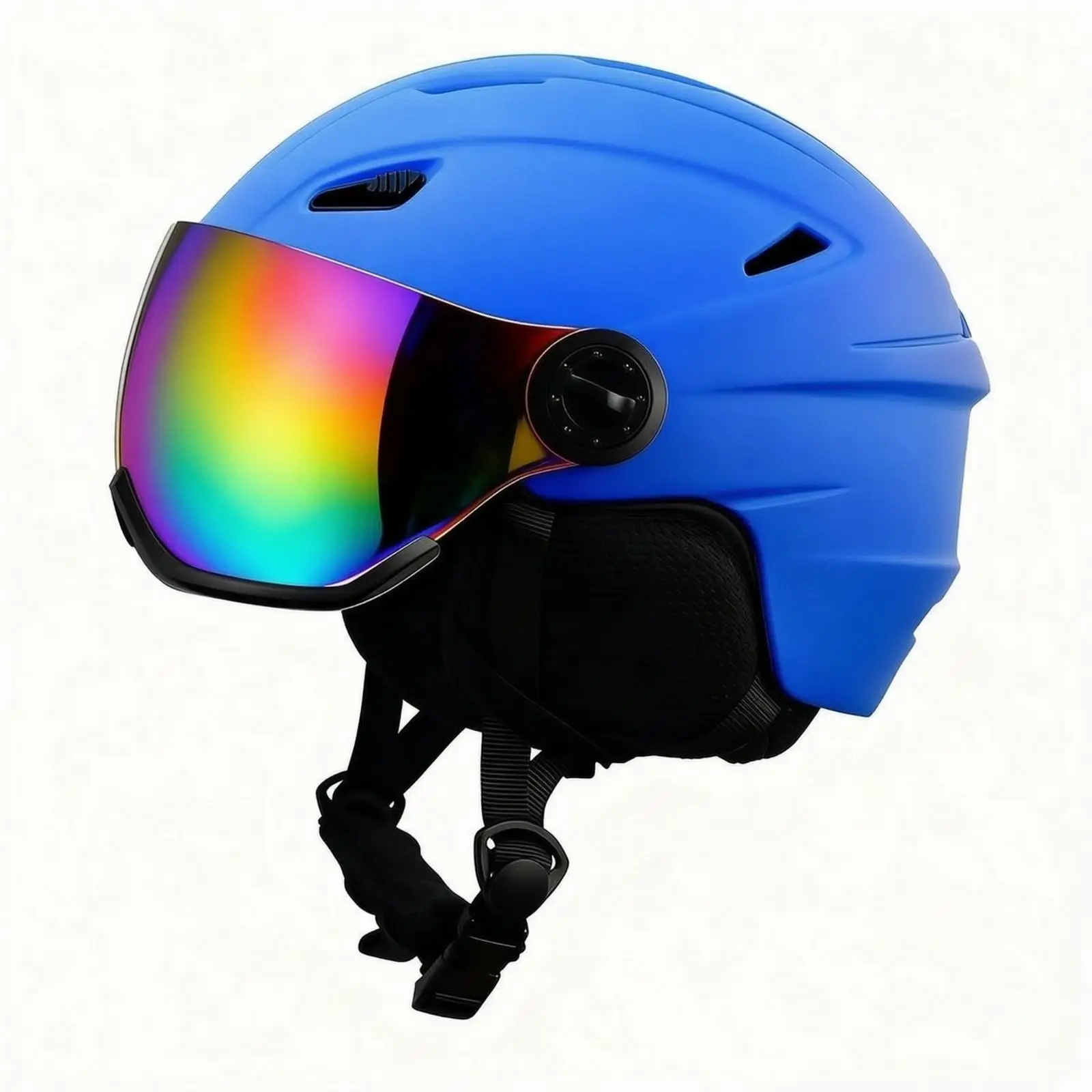 Ski Protector Helmet with Built-in Eye Shield for Adults Adjustable Fit PC EPS Shell Snow Safety Cap for Mountain Use
