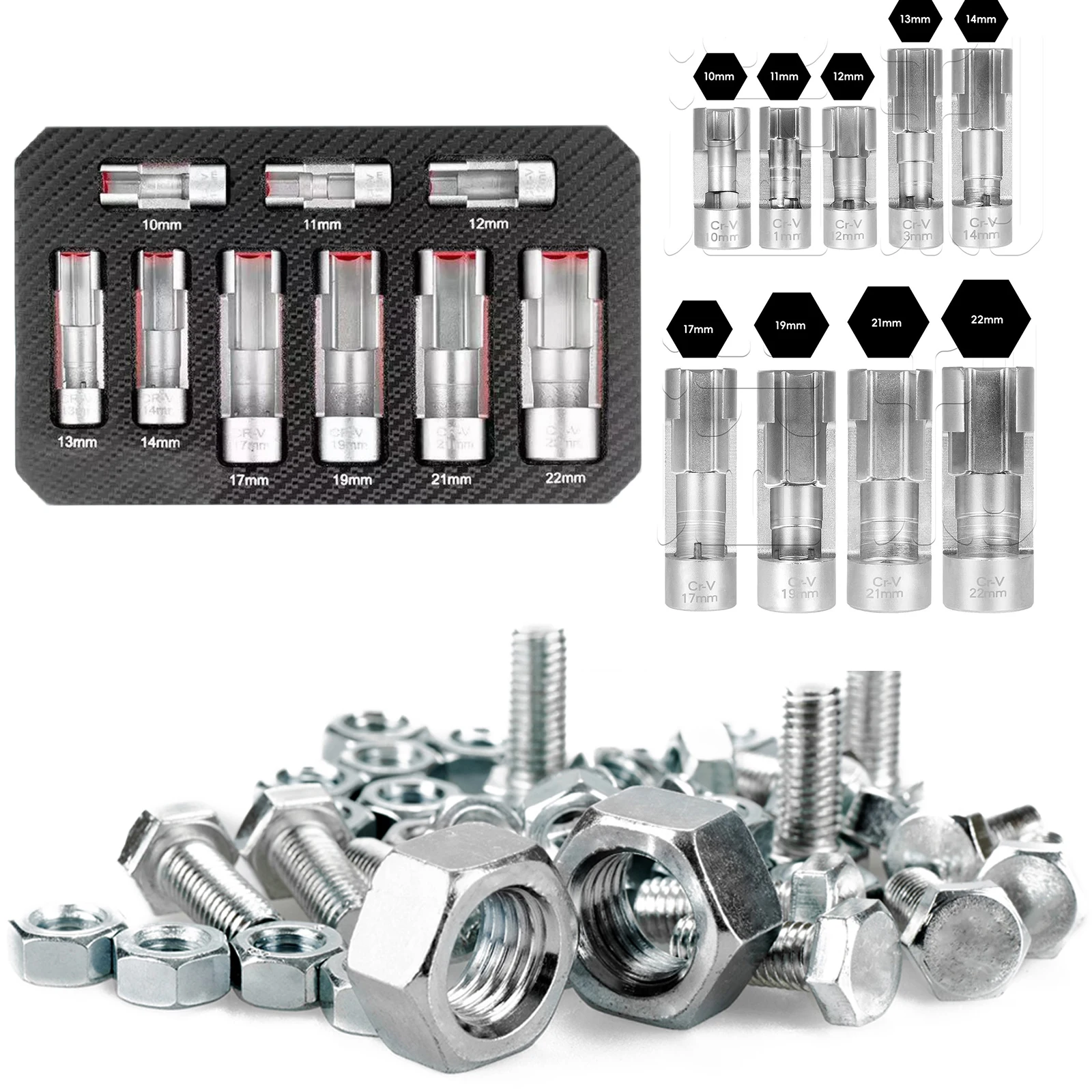 

9 Pieces Oil Pipe Car Wrench Removal Tool Kit Oxygen Sensor Socket Set Oxygen Sensor Wrench Removal Tool for Vehicle